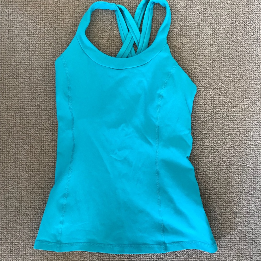 Lululemon turquoise blue cross strapped tank top